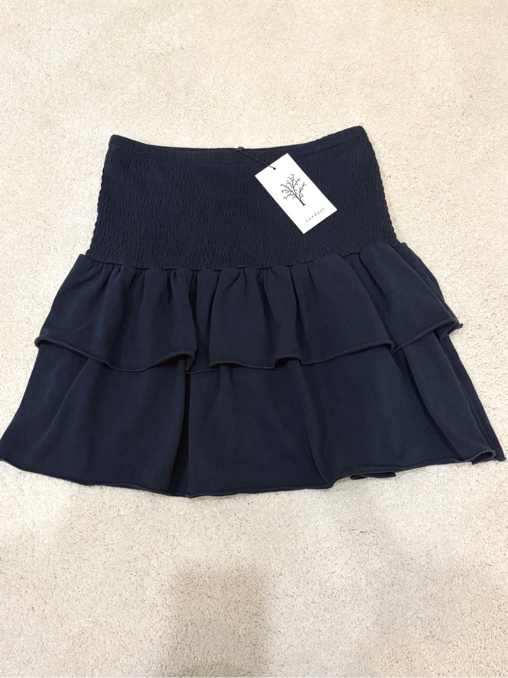 NWT SUNDAYS Navy Tiered Ruffle Skirt